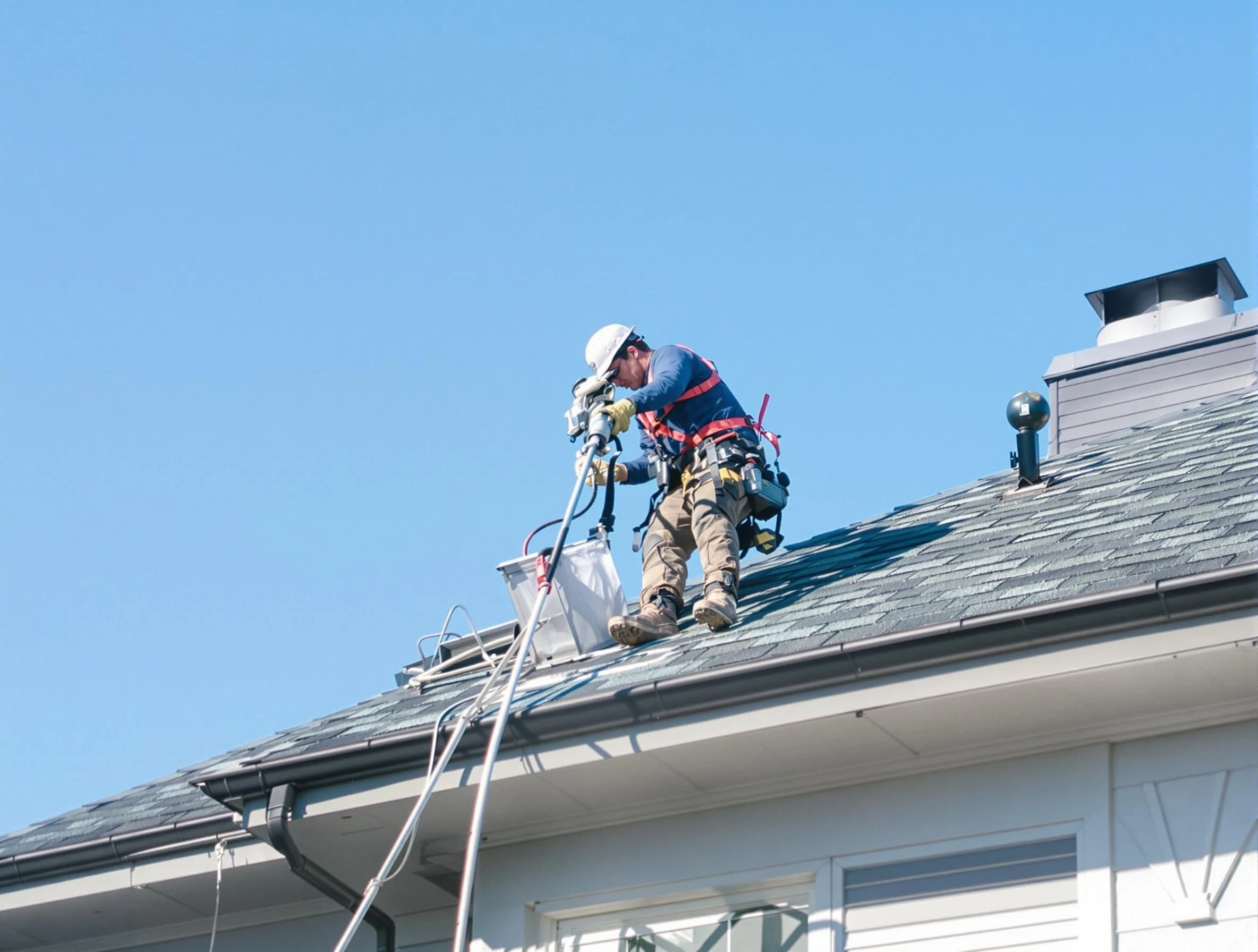 Middleborough Dryer Vent Cleaning certified technician cleaning a roof-mounted dryer vent system in Middleborough