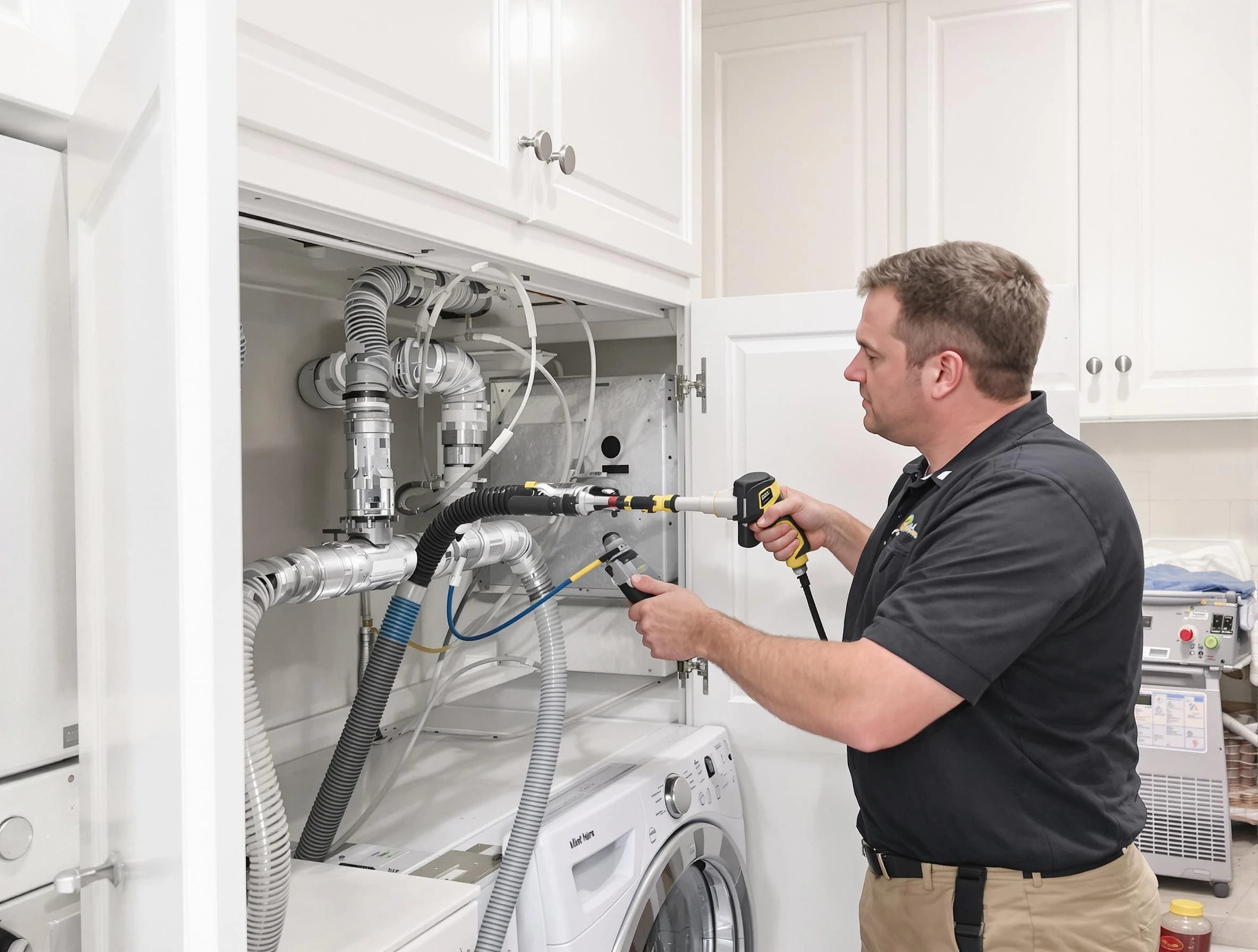 Middleborough Dryer Vent Cleaning professional removing severe blockage from a clogged dryer vent in Middleborough