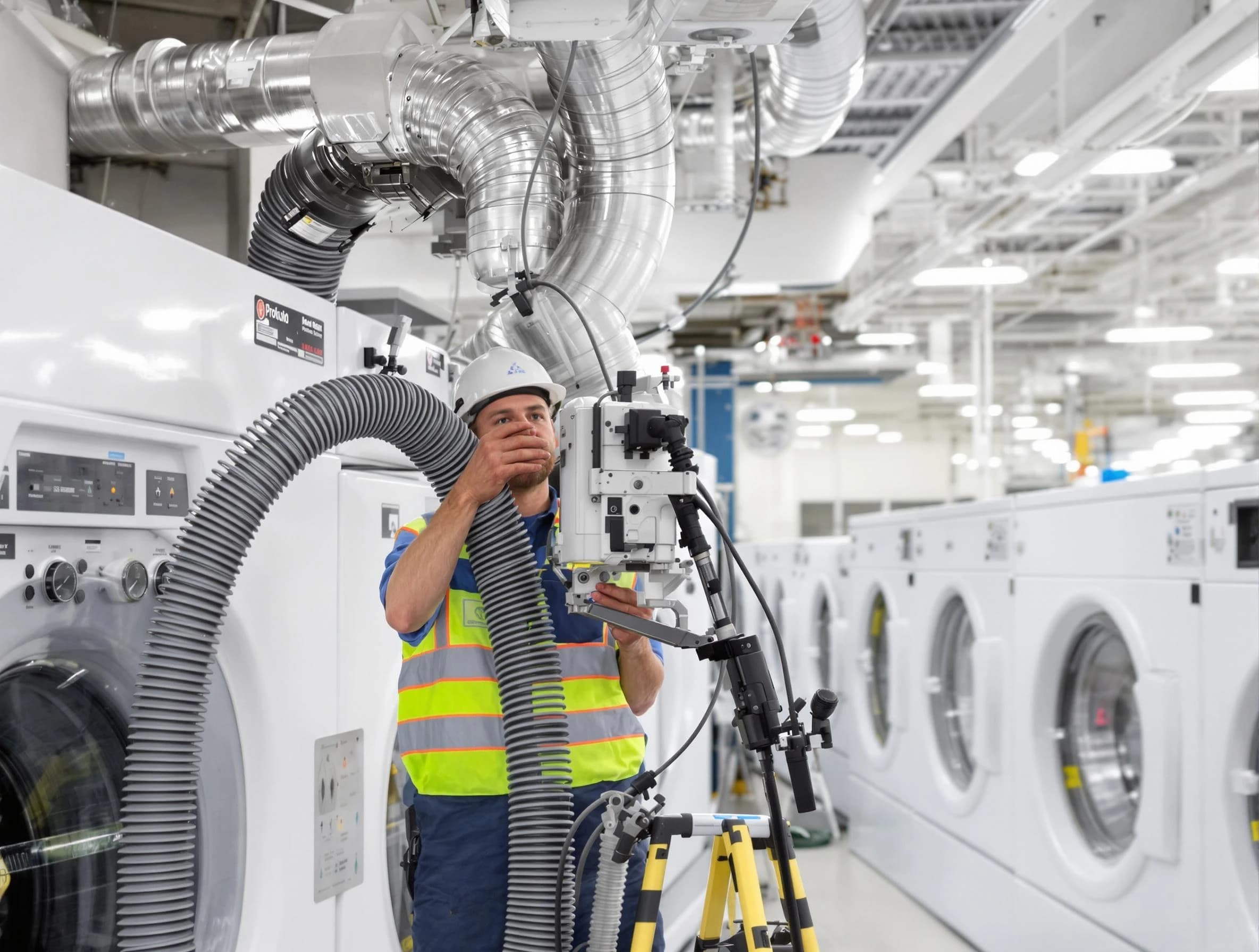 Middleborough Dryer Vent Cleaning team performing commercial-grade dryer vent cleaning at a business facility in Middleborough