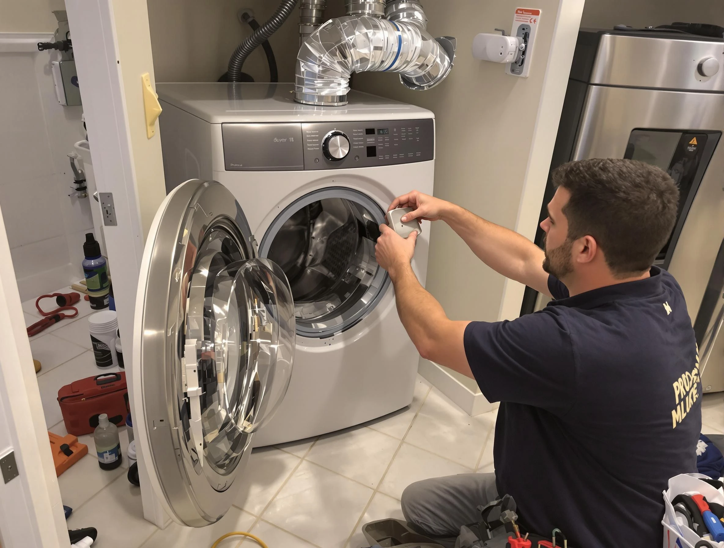Middleborough Dryer Vent Cleaning technician performing precise dryer vent hose installation in Middleborough